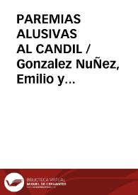 Portada:PAREMIAS ALUSIVAS AL CANDIL / Gonzalez NuÑez, Emilio y Demetrio