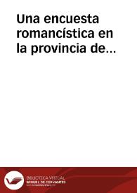 Portada:Una encuesta romancística en la provincia de Soria.Problemas que plantea una recopilación actual / Diaz Viana, Luis
