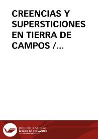 Portada:CREENCIAS Y SUPERSTICIONES EN TIERRA DE CAMPOS / Panizo Rodriguez, Juliana