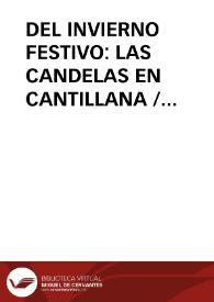 Portada:DEL INVIERNO FESTIVO: LAS CANDELAS EN CANTILLANA / Perez Castellano, Antonio José