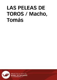 Portada:LAS PELEAS DE TOROS / Macho, Tomás