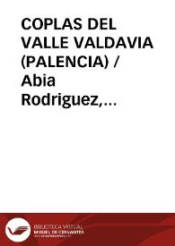 Portada:COPLAS DEL VALLE VALDAVIA (PALENCIA) / Abia Rodriguez, Eustaquio