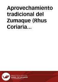 Portada:Aprovechamiento tradicional del Zumaque (Rhus Coriaria L.). El caso de dos municipios de Valladolid / Mongil Manso, Jorge / GONZALEZ COBO