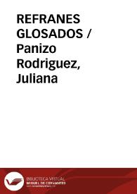 Portada:REFRANES GLOSADOS / Panizo Rodriguez, Juliana
