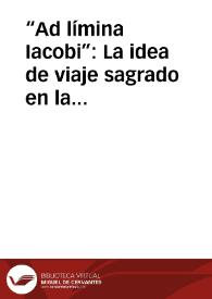 Portada:“Ad límina Iacobi”: La idea de viaje sagrado en la Peregrinación Jacobea (1) / Grau Lobo, Luis A.
