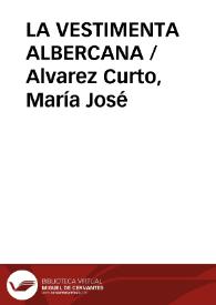 Portada:LA VESTIMENTA ALBERCANA / Alvarez Curto, María José