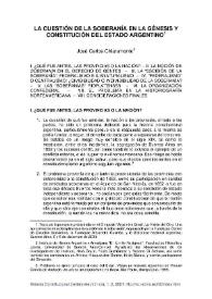 Portada:La cuestión de la soberanía en la génesis y constitución del Estado argentino /  José Carlos Chiaramonte