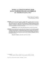 Portada:Sobre la constitucionalidad de la prohibición de las corridas de toros en Cataluña / Tomás-Ramón Fernández