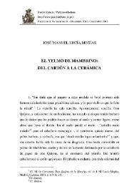 Portada:El yelmo de Mambrino: del cartón a la cerámica / José Manuel Lucía Megías