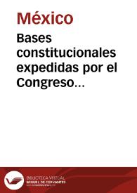 Portada:Bases constitucionales expedidas por el Congreso Constituyente de 1835