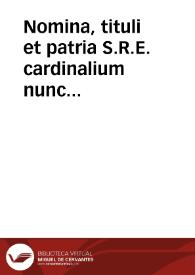Portada:Nomina, tituli et patria S.R.E. cardinalium nunc viuentium
