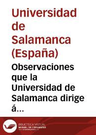Portada:Observaciones que la Universidad de Salamanca dirige á las Cortes sobre el proyecto de Plan General de Enseñanza, presentado a las mismas por la comision de Instruccion Pública