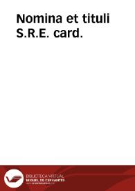 Portada:Nomina et tituli S.R.E. card.