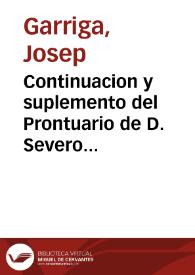 Portada:Continuacion y suplemento del Prontuario de D. Severo Aguirre