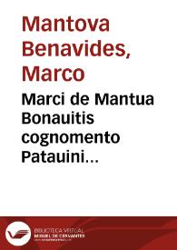 Portada:Marci de Mantua Bonauitis cognomento Patauini iurisconsul. Commentarius, in solenn[em] [parágrafo] vbi decretum l. nec quicquam ff. de offic. procons. et lega. ac etiam l. fi. C. de pact. et l. transigere C. de transact.
