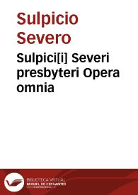 Portada:Sulpici[i] Severi presbyteri Opera omnia