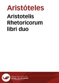 Portada:Aristotelis Rhetoricorum libri duo