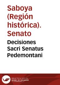 Portada:Decisiones Sacri Senatus Pedemontani