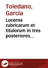 Portada:Lucerna rubricarum et titulorum in tres posteriores libros Codicis Iustiani [sic]