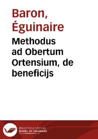 Portada:Methodus ad Obertum Ortensium, de beneficijs