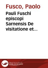 Portada:Pauli Fuschi episcopi Sarnensis De visitatione et regimine ecclesiarum libri duo