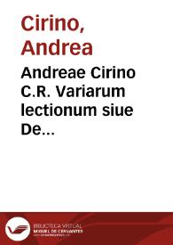 Portada:Andreae Cirino C.R. Variarum lectionum siue De venatione heroum libri duo