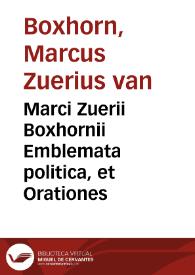 Portada:Marci Zuerii Boxhornii Emblemata politica, et Orationes