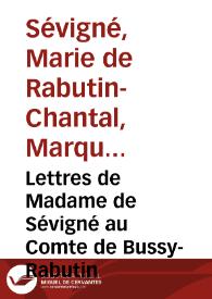 Portada:Lettres de Madame de Sévigné au Comte de Bussy-Rabutin