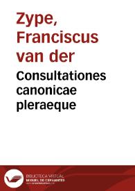 Portada:Consultationes canonicae pleraeque