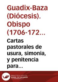 Portada:Cartas pastorales de usura, simonia, y penitencia para confessores, y penitentes