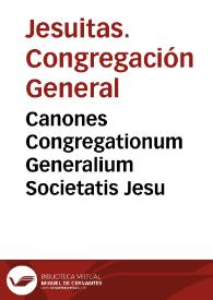 Portada:Canones Congregationum Generalium Societatis Jesu