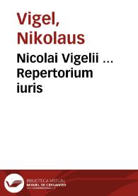 Portada:Nicolai Vigelii ... Repertorium iuris