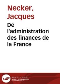 Portada:De l'administration des finances de la France