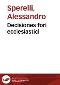 Portada:Decisiones fori ecclesiastici