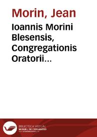 Portada:Ioannis Morini Blesensis, Congregationis Oratorii Iesu-Christi presbyteri, Exercitationum Ecclesiasticarum libri duo