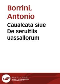 Portada:Caualcata siue De seruitiis uassallorum