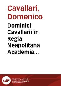 Portada:Dominici Cavallarii in Regia Neapolitana Academia primarii professoris Institutiones juris canonici