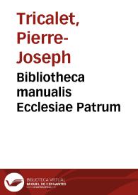 Portada:Bibliotheca manualis Ecclesiae Patrum
