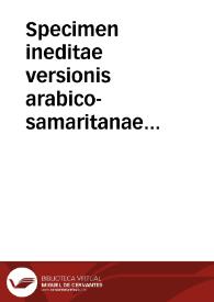 Portada:Specimen ineditae versionis arabico-samaritanae Pentateuchi
