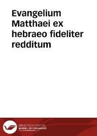 Portada:Evangelium Matthaei ex hebraeo fideliter redditum
