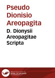 Portada:D. Dionysii Areopagitae Scripta