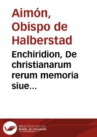 Portada:Enchiridion, De christianarum rerum memoria siue Epitome historie ecclesiastice