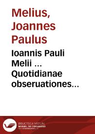 Portada:Ioannis Pauli Melii ... Quotidianae obseruationes forenses