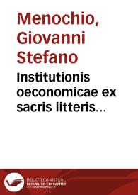 Portada:Institutionis oeconomicae ex sacris litteris depromptae libri duo