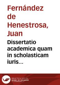 Portada:Dissertatio academica quam in scholasticam iuris Caesarei disciplinam digerebat