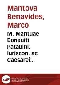 Portada:M. Mantuae Bonauiti Patauini, iuriscon. ac Caesarei comitis, et pub. legum interpretis, Enchiridion rerum singularium