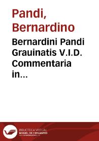 Portada:Bernardini Pandi Grauinatis V.I.D. Commentaria in primam Neap. regni pragmaticam de iudicio summario
