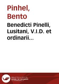Portada:Benedicti Pinelli, Lusitani, V.I.D. et ordinarii Jurisconsulti ... Selectae juris interpretationes, conciliationes et variae resolutiones