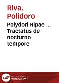 Portada:Polydori Ripae ... Tractatus de nocturno tempore