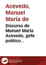 Portada:Discurso de Manuel María Acevedo, gefe político interino de Asturias : leído el día 22 de mayo en la Junta Electoral de Provincia, para las Cortes Ordinarias de los años de 1820 y 1821 ...